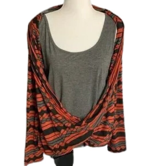 Chic Orange and Gray Striped Women's Tank Top - Picture 2 of 6